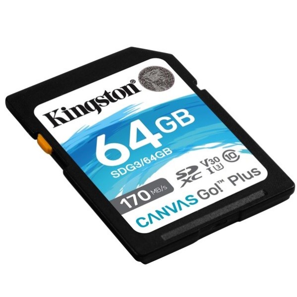 მეხსიერების ბარათი Kingston SDG3/64GB, 64GB, SDXC, UHS-I Class 10, U3, Black