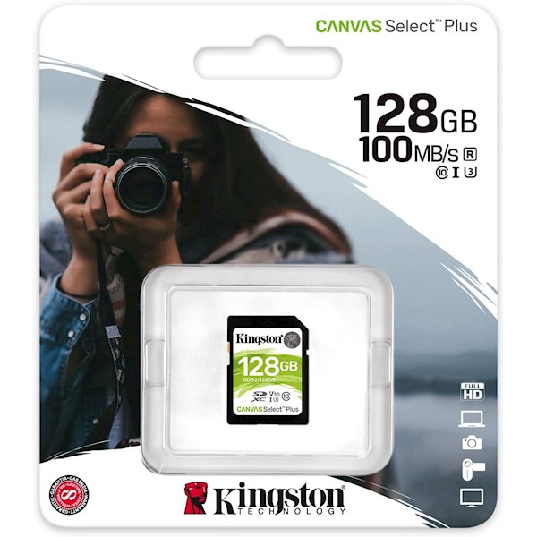 მეხსიერების ბარათი Kingston SDS2/128GB, 128GB, SDS2, V30, UHS-I, U3, Black