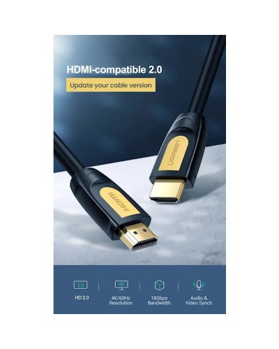 HDMI კაბელი UGREEN HD101 (10130) HDMI to HDMI Cable, 3m Yellow/Black