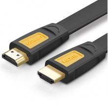 HDMI კაბელი UGREEN HD101 (11184) HDMI Round Flat Cable, 1.5m, Yellow/Black