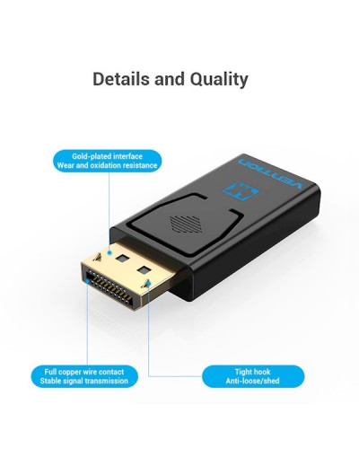 ადაპტერი Vention HBMB0 DisplayPort Male to HDMI Female Adapter Black