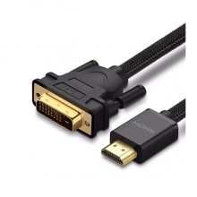 ვიდეო კაბელი UGREEN HD133 (50750) HDMI to DVI Cable with Braid, 1.5m, Black