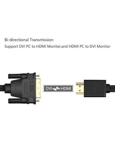 ვიდეო კაბელი UGREEN HD133 (50750) HDMI to DVI Cable with Braid, 1.5m, Black