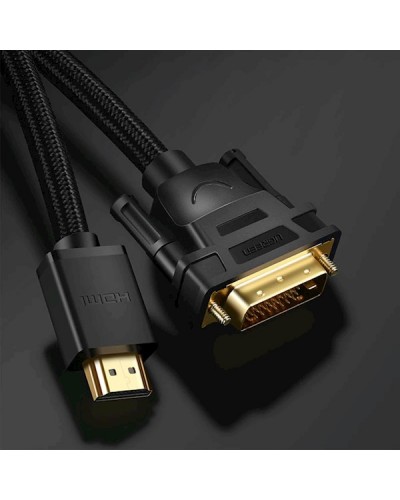 ვიდეო კაბელი UGREEN HD133 (50750) HDMI to DVI Cable with Braid, 1.5m, Black