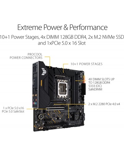 დედა დაფა TUF GAMING ASUS B660M-PLUS WIFI DDR5 LGA1700,B660,USB3.2 GEN 2X2,MB 4 x DIMM, Max. 128GB, 