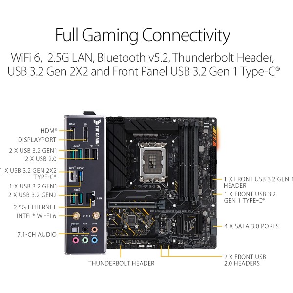დედა დაფა TUF GAMING ASUS B660M-PLUS WIFI DDR5 LGA1700,B660,USB3.2 GEN 2X2,MB 4 x DIMM, Max. 128GB, 