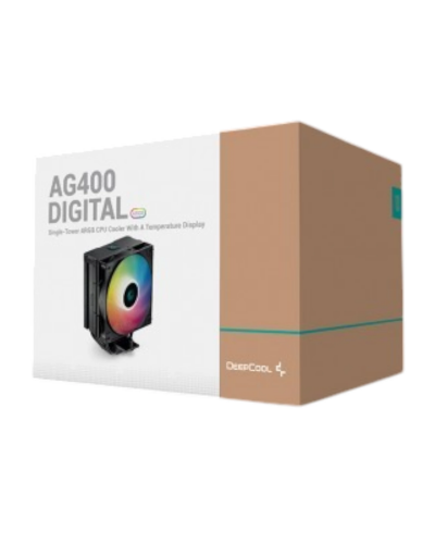 მაგრილებელი AG400 DIGITAL BK ARGB, DeepCool Cooler, 3-Pin RGB LED, 4-Pin PWM, 500~2100 RPM, Hydro Bearing,AMD/AM5/AM4