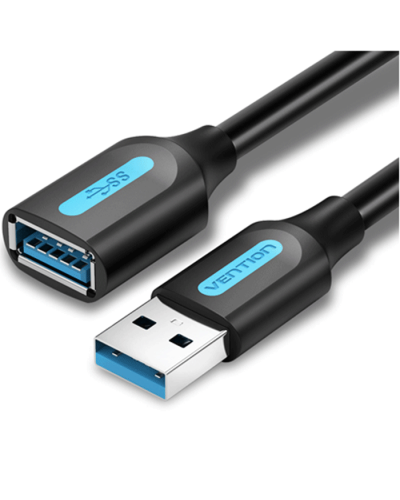 USB ადაპტერი VENTION CBHBF USB 3.0 A Male to A Female Extension Cable 1M black PVC Type