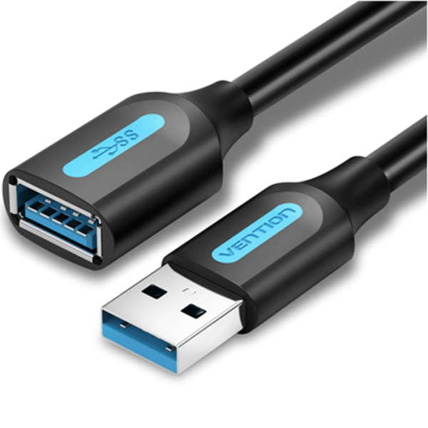 USB ადაპტერი VENTION CBHBF USB 3.0 A Male to A Female Extension Cable 1M black PVC Type