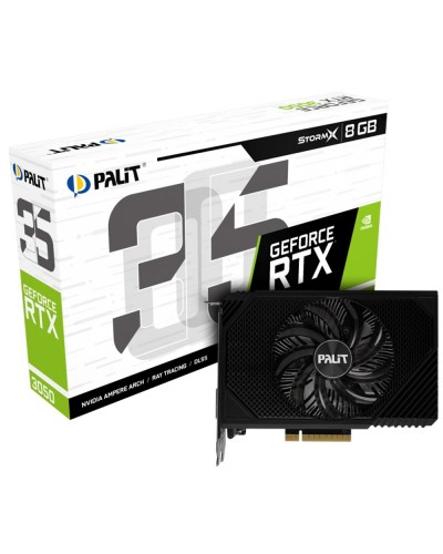 ვიდეო დაფა Palit NE63050018P1-1070F, GeForce RTX 3050 StormX, 8GB, 128bit, HDMI, DP, DVI-D, Black