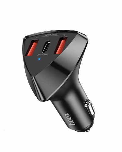 Car Charger/ Hoco DZ10 49.5W Avatar 3-port USB+Type-C PD QC3.0 Car Charger - black