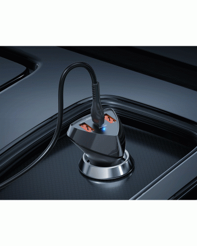 Car Charger/ Hoco DZ10 49.5W Avatar 3-port USB+Type-C PD QC3.0 Car Charger - black