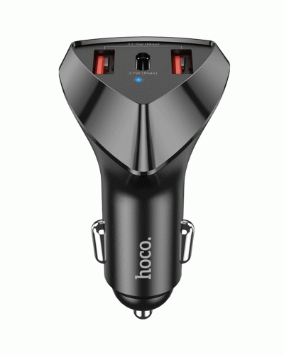 Car Charger/ Hoco DZ10 49.5W Avatar 3-port USB+Type-C PD QC3.0 Car Charger - black
