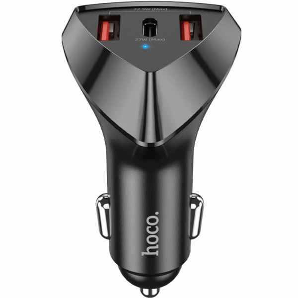 Car Charger/ Hoco DZ10 49.5W Avatar 3-port USB+Type-C PD QC3.0 Car Charger - black