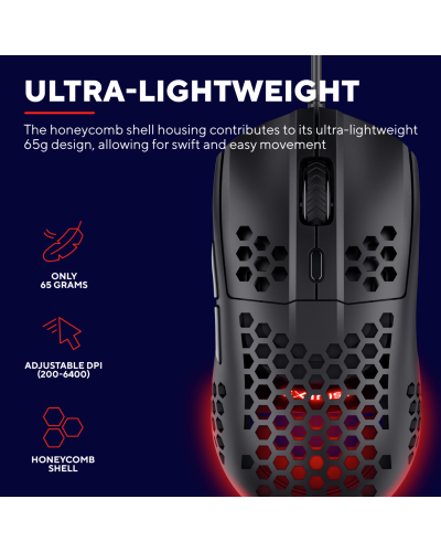 მაუსი Trust GXT928 HELOX LIGHTWEIGHT MOUSE BLK