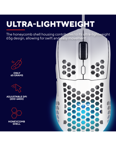 მაუსი Trust GXT928W HELOX LIGHTWEIGHT MOUSE WHITE