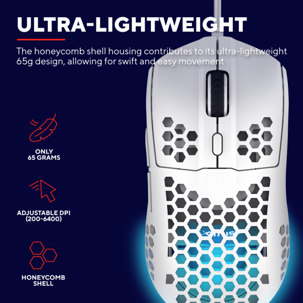 მაუსი GXT928W HELOX LIGHTWEIGHT MOUSE WHITE