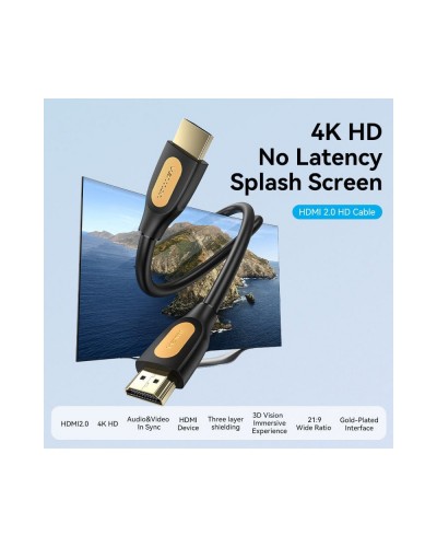 HDMI კაბელი VENTION ALIBN HDMI-A Male to Male 4K HD Cable PVC Type 15M Black