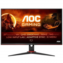მონიტორი AOC Q27G2E/BK, 27",  2K Monitor, QHD, 155 Hz, 1Ms, VA, HDMI, DP, Black