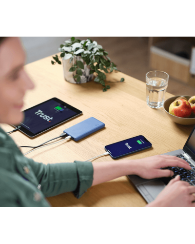 დამტენი 25028 TRUST PRIMO 10.000 POWERBANK ECO BLUE