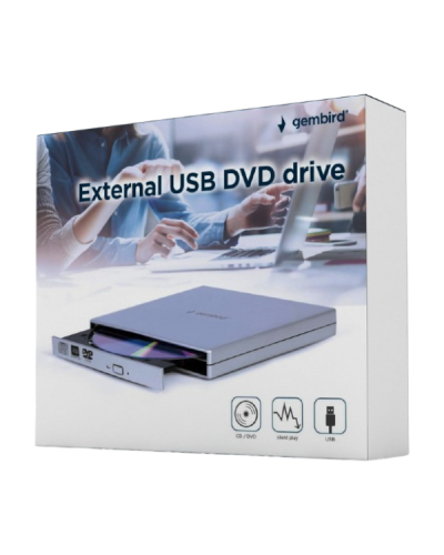 ოპტიკური დისკის წამკითხველი  Gembird DVD-USB-02-SV External USB DVD Drive Silver