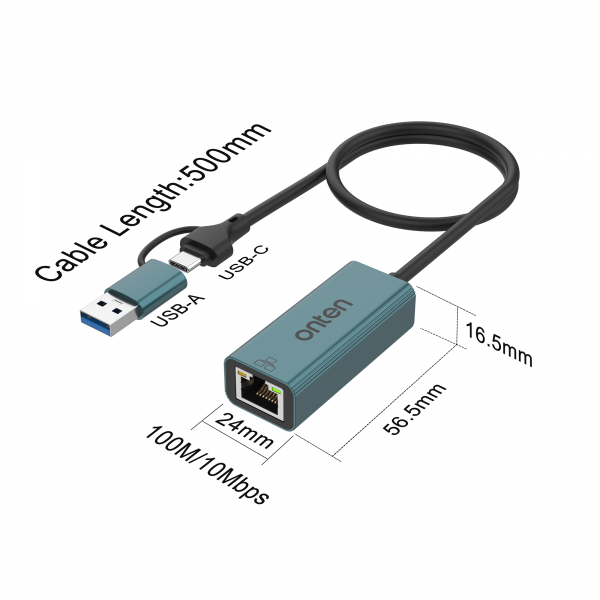 USB Ethernet ადაპტერი onten UE106 