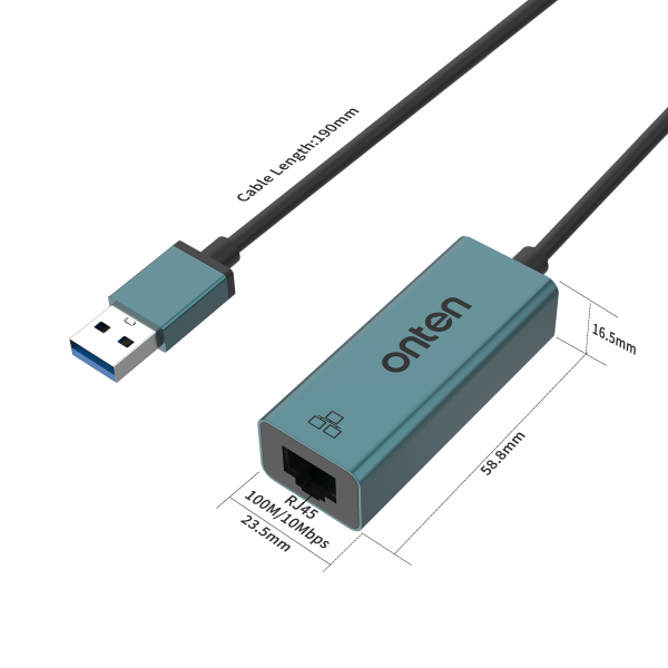 onten 5225D USB 3.0 Ethernet RJ45 ადაპტერი