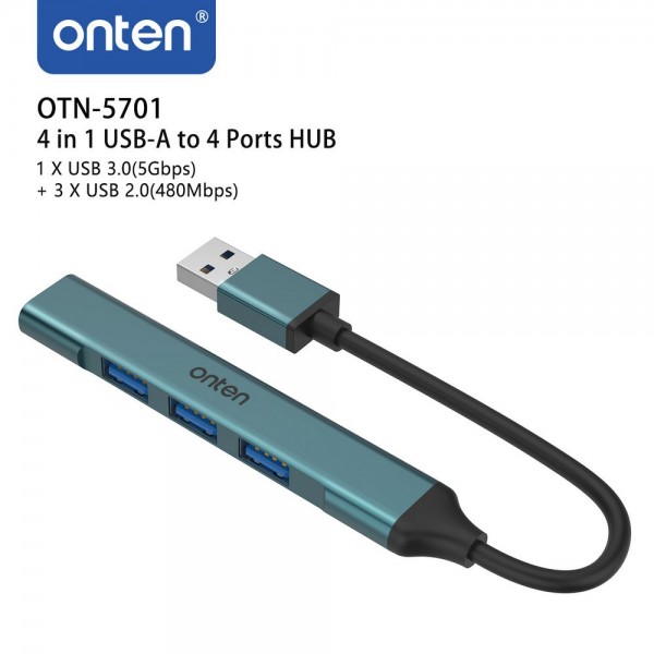 onten 5701  4-პორტიანი HUB USB 3.0