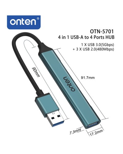 onten 5701  4-პორტიანი HUB USB 3.0