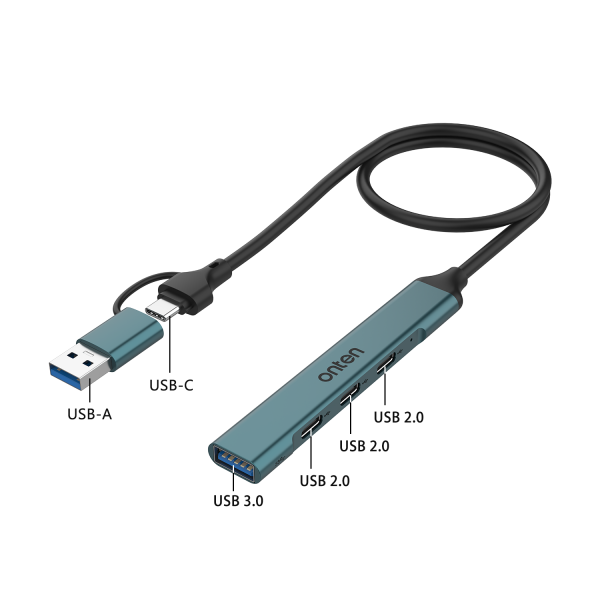 onten UCA9703 USB C / USB A 3.0 4-პორტიანი HUB