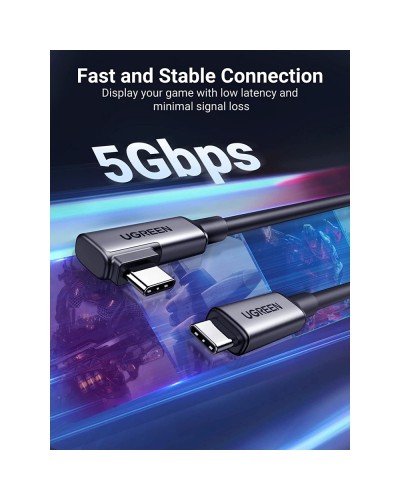 USB კაბელი UGREEN US551 (90629), Type-c to Type-c , USB-C To USB-C, 5m, Black