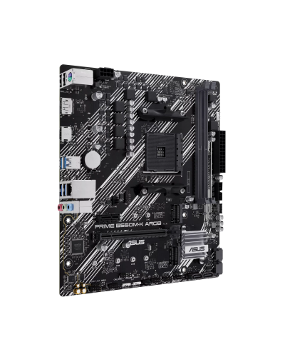 დედა დაფა AMD PRIME B550-K (Ryzen™ AM4) mATX ორმაგი M.2 სლოტით, PCIe 4.0, Realtek 1Gb Ethernet, DisplayPort/HDMI™, SATA 6 Gbps, უკანა USB 3.2 Gen 1 პორტები, წინა USB 3.2 Gen 1 Type-C® და Aura Sync (90MB1GC0-M0EAY0)