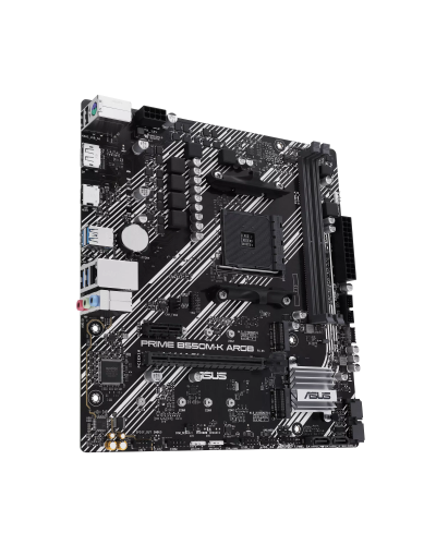 დედა დაფა AMD PRIME B550-K (Ryzen™ AM4) mATX ორმაგი M.2 სლოტით, PCIe 4.0, Realtek 1Gb Ethernet, DisplayPort/HDMI™, SATA 6 Gbps, უკანა USB 3.2 Gen 1 პორტები, წინა USB 3.2 Gen 1 Type-C® და Aura Sync (90MB1GC0-M0EAY0)