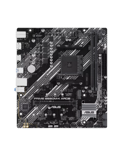 დედა დაფა AMD PRIME B550-K (Ryzen™ AM4) mATX ორმაგი M.2 სლოტით, PCIe 4.0, Realtek 1Gb Ethernet, DisplayPort/HDMI™, SATA 6 Gbps, უკანა USB 3.2 Gen 1 პორტები, წინა USB 3.2 Gen 1 Type-C® და Aura Sync (90MB1GC0-M0EAY0)