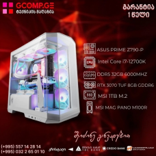  პერსონალური კომპიუტერი CPU Intel Core i7-12700K ASUS PRIME Z790-P DDR5 32 GB 6000 MHz SSD MSI 1TB M.2 RTX 3070 TUF GAMING 8GB GDDR6