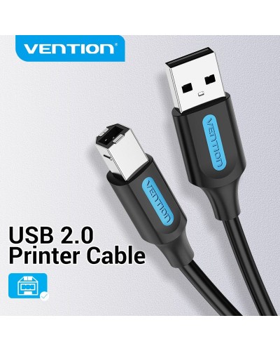 პრინტერის კაბელი VENTION COQBH USB 2.0 A Male to B Male Cable 2M Black PVC Type