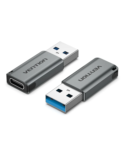 ადაპტერი VENTION CDPH0 USB 3.0 Male to USB-C Female Adapter Gray Aluminum Alloy Type
