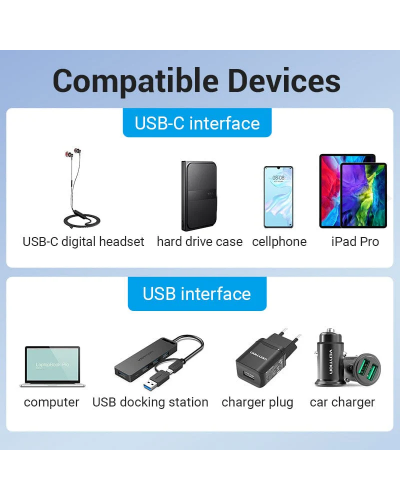 ადაპტერი VENTION CDPH0 USB 3.0 Male to USB-C Female Adapter Gray Aluminum Alloy Type
