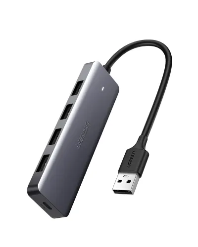 USB-C ჰაბი UGREEN CM219 (50985) 4-Port USB, Type-C Power Supply, Silver