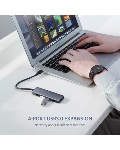USB-C ჰაბი UGREEN CM219 (50985) 4-Port USB, Type-C Power Supply, Silver
