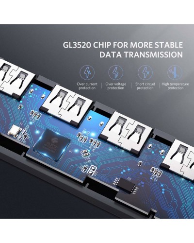 USB-C ჰაბი UGREEN CM219 (50985) 4-Port USB, Type-C Power Supply, Silver