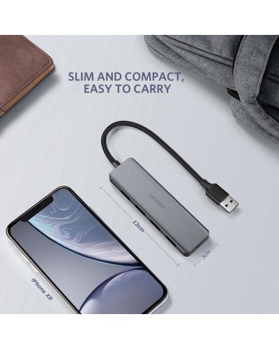 USB-C ჰაბი UGREEN CM219 (50985) 4-Port USB, Type-C Power Supply, Silver