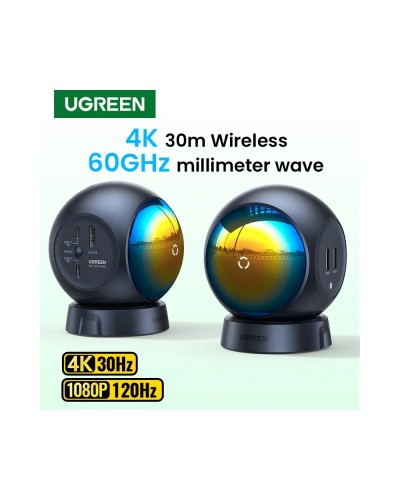 HDMI გადამცემი და მიმღები UGREEN CM438 (80641), 4K Wireless HDMI Transmitter And Receiver, Black