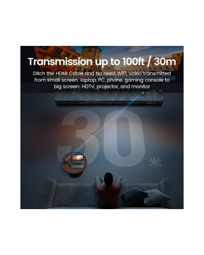 HDMI გადამცემი და მიმღები UGREEN CM438 (80641), 4K Wireless HDMI Transmitter And Receiver, Black