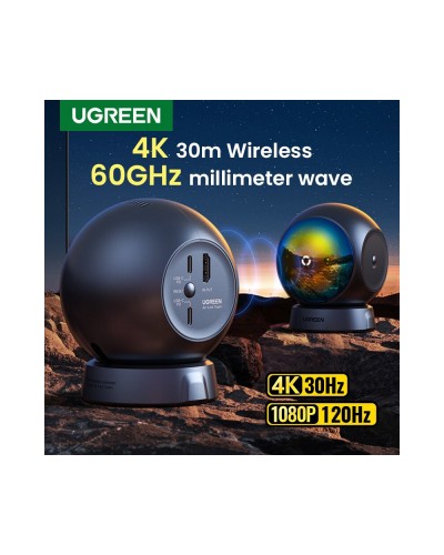 HDMI გადამცემი და მიმღები UGREEN CM438 (80641), 4K Wireless HDMI Transmitter And Receiver, Black