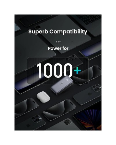 პორტატული დამტენი UGREEN PB502 (25185) Nexode, 10000mAh 30W, Type-C, USB, Power Bank, Grey