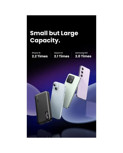 პორტატული დამტენი UGREEN PB311 (25742), 10000mAh 20W, Type-C, USB, Two-way Power Bank, Black