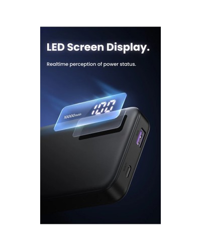 პორტატული დამტენი UGREEN PB311 (25742), 10000mAh 20W, Type-C, USB, Two-way Power Bank, Black