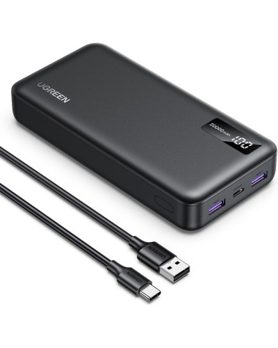 პორტატული დამტენი UGREEN PB312 (25683), 20000mAh 22.5W, Type-C, USB, Two-way Power Bank, Black