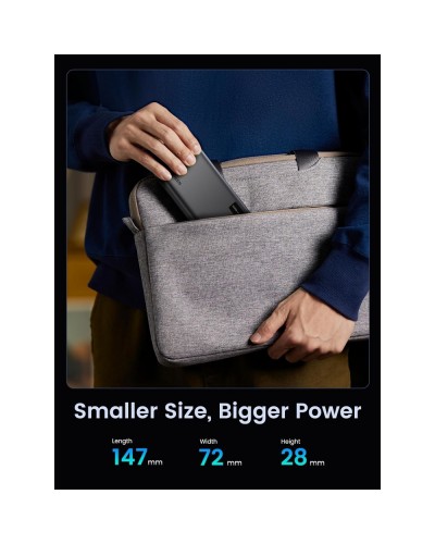 პორტატული დამტენი UGREEN PB312 (25683), 20000mAh 22.5W, Type-C, USB, Two-way Power Bank, Black
